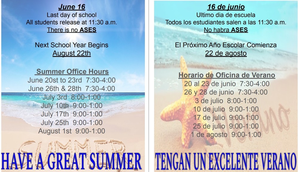 Las day Flyer and summer Hours