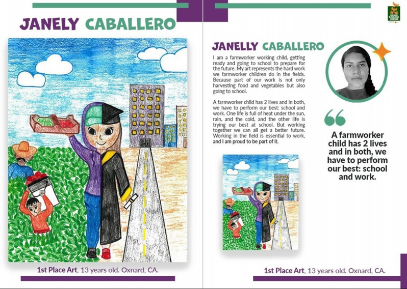 Congratulations Janelly Caballero...1st Place Winner in the Children in the Fields Art & Essay Contest -  Felicitaciones Janelly Caballero...Ganadora del 1er Lugar en el Concurso de Arte y Ensayo Children in the Fields