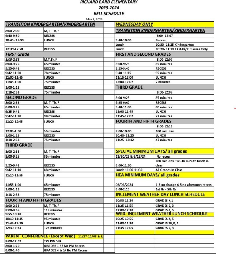 Bell Schedule