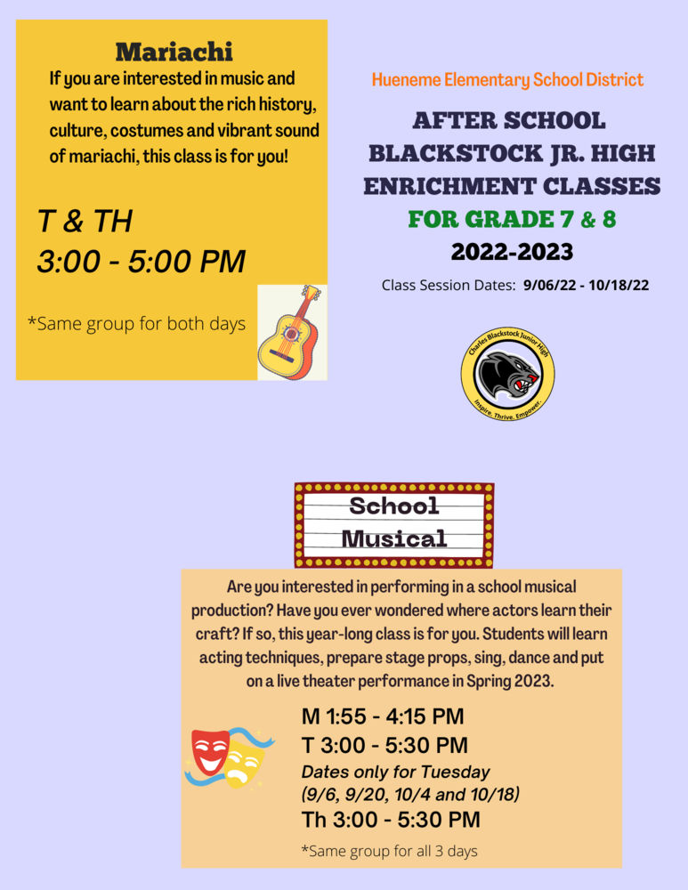 7th and 8th grade Enrichment Opportunities