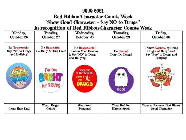 Red Ribbon and Character Counts Week