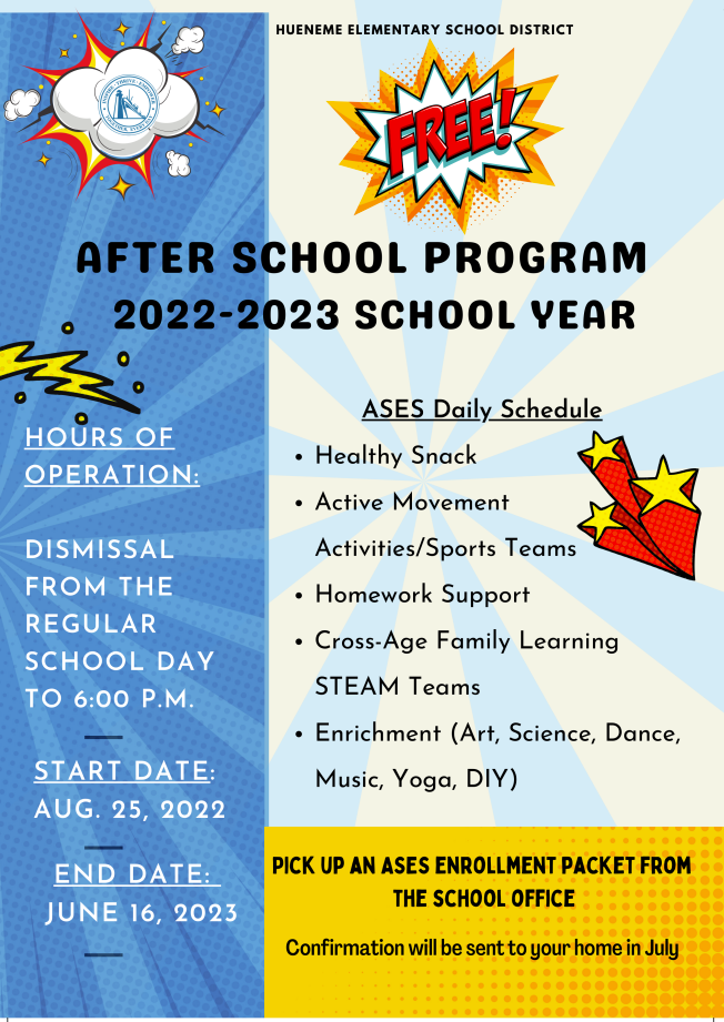 ​2022-2023 After School Program Enrollment -Inscripción al Programa Después de la Escuela 