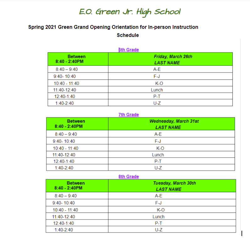 schedule