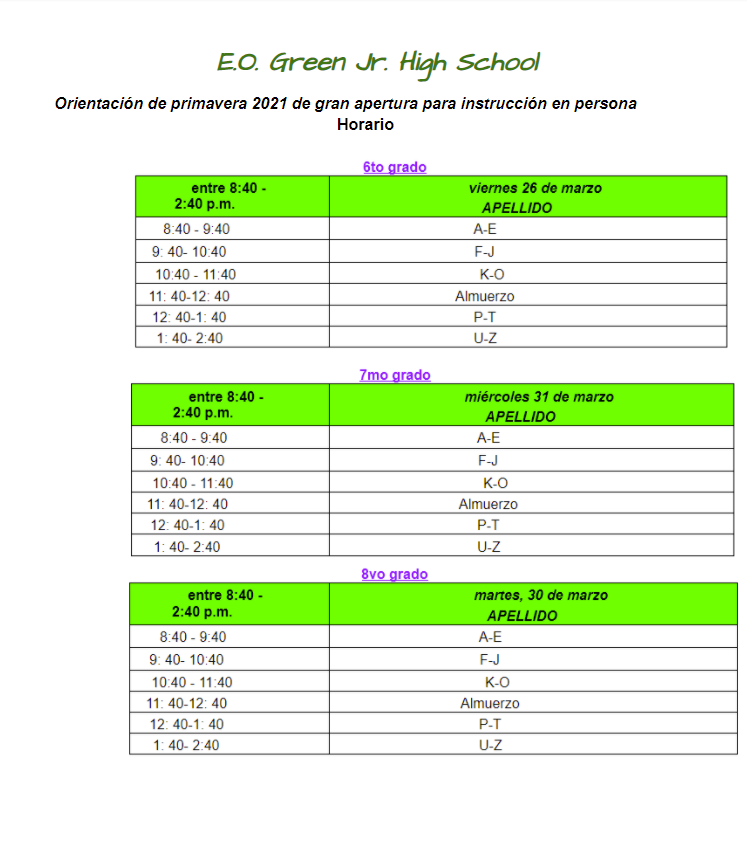 horario