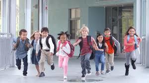 Students running to school.